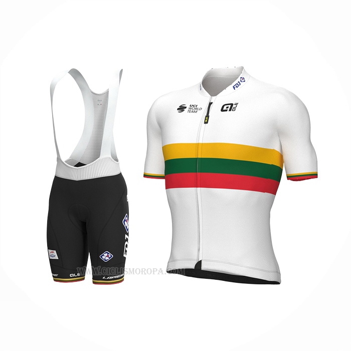 2022 Ropa Ciclismo Groupama FDJ Blanco Amarillo Verde Rojo Mangas Corta y Culotte Corto